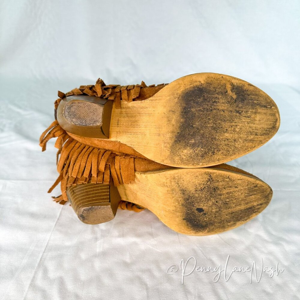 Not Rated Fringe Studded Western Boots Butterscotch Size 8 - Picture 7 of 8